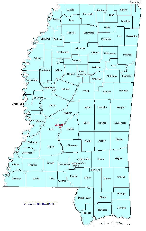 Mississippi County Outline Map.